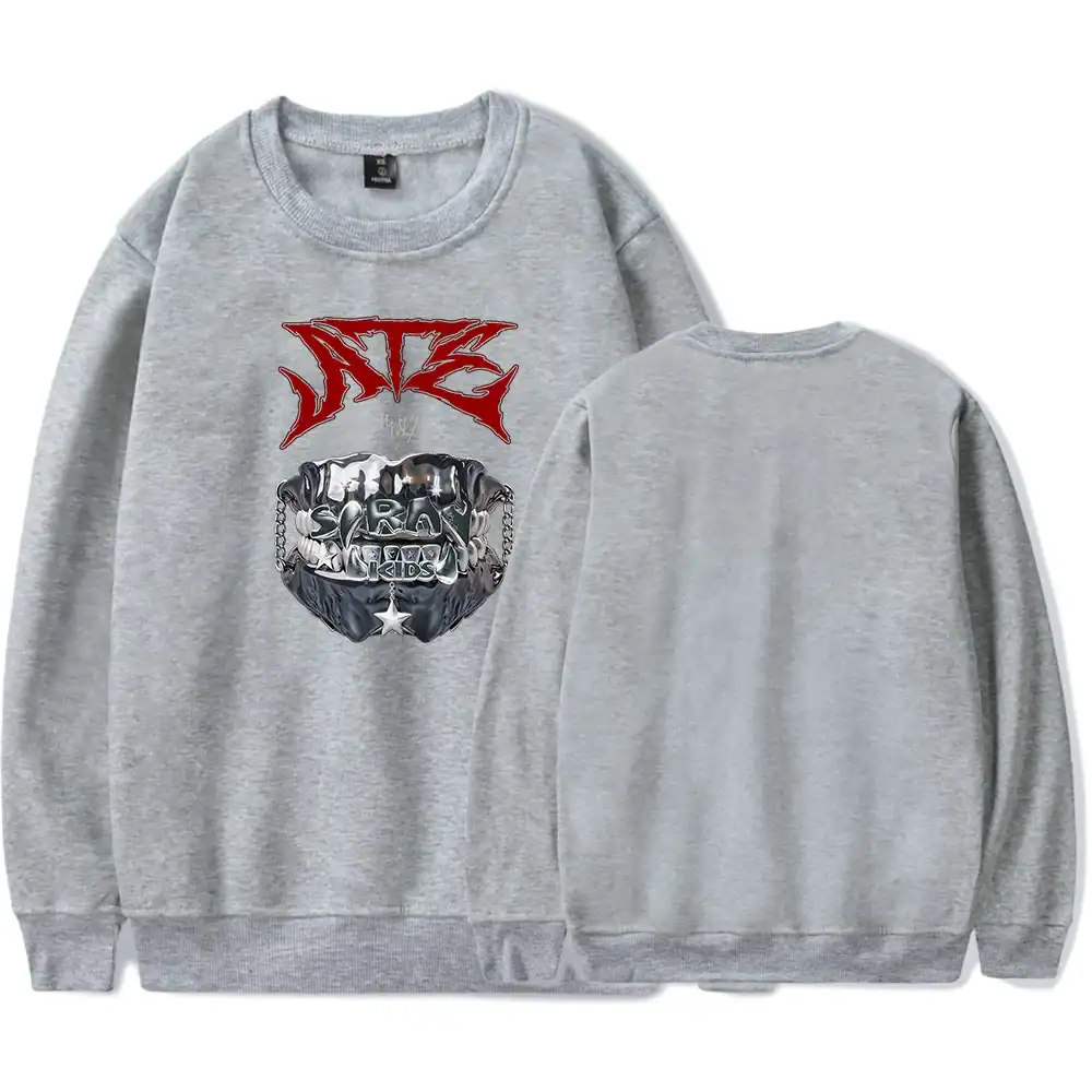 Vintage K-pop band sweatshirt with bold graphic print in red and black.