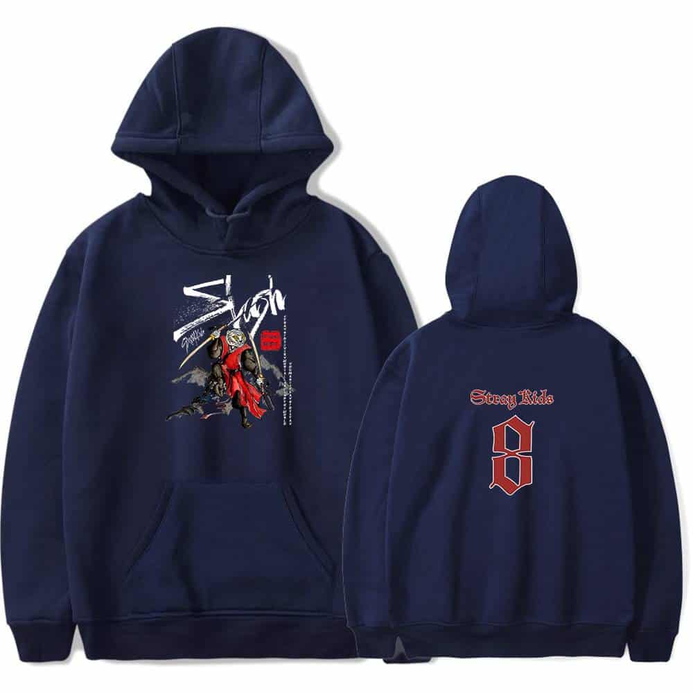 Voldemort-themed hoodie featuring a ninja design, dark blue color, front and back graphics.